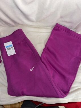Nike Purple Fleece Jogger Pants with White Swoosh